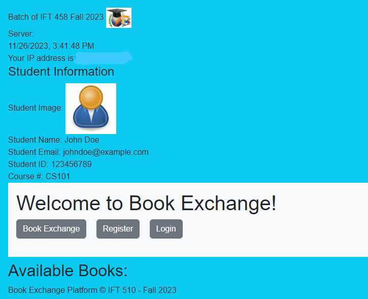 Screenshot of a simple web ui for a book exchange application